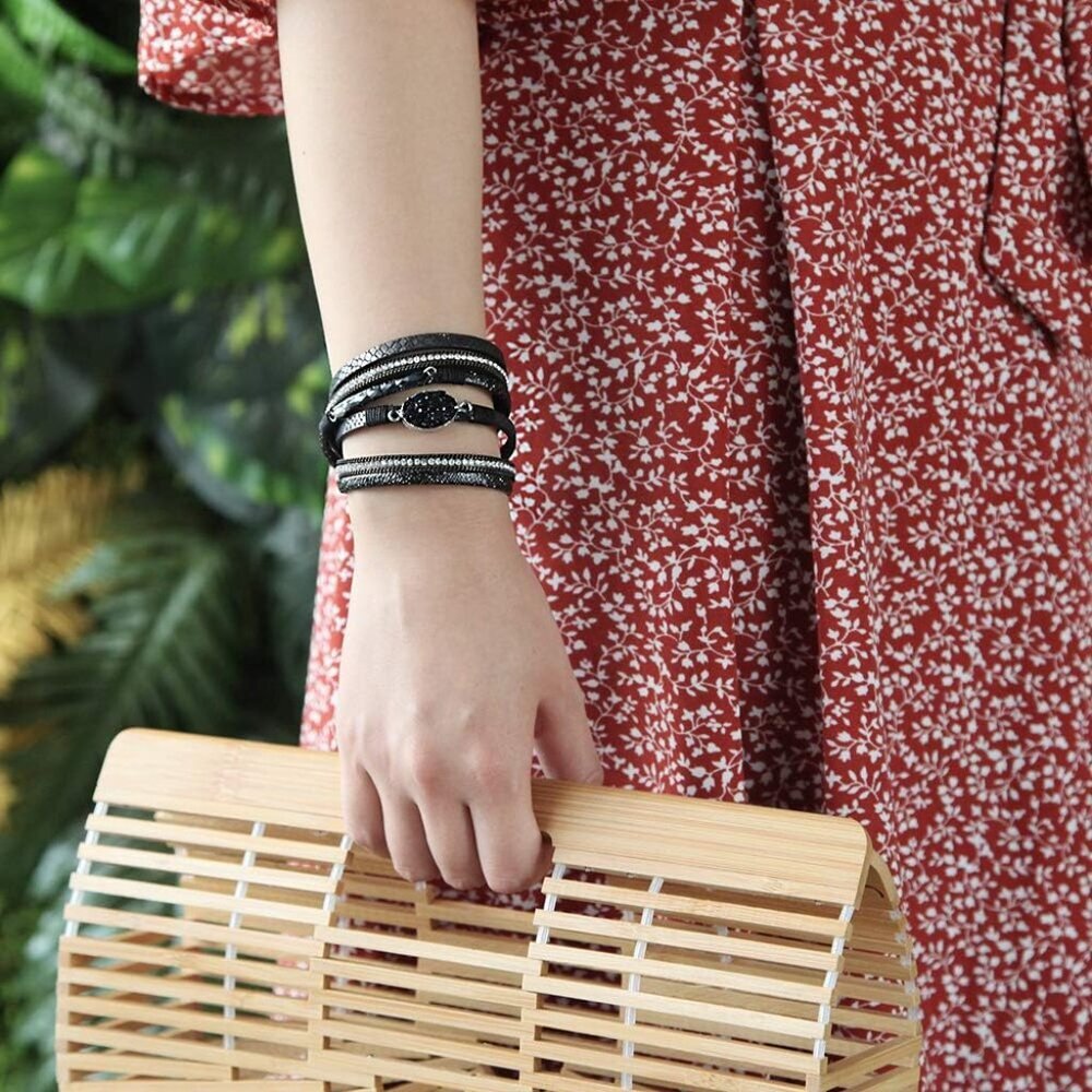 Boho Leather Bracelets Double Wrap Cuff Bracelets… - image 7